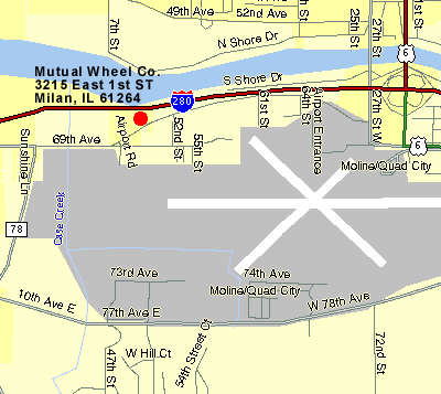 Mutual Wheel Co., Milan IL Map